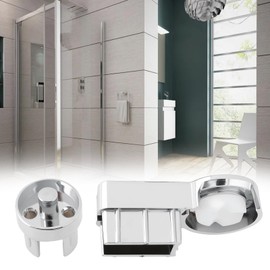 Briny River 1 Set Bath Hinge Brackets Shower Screen Hinges ABS Chrome Plating Bathroom Shower Holder Shower Bath Screen Set