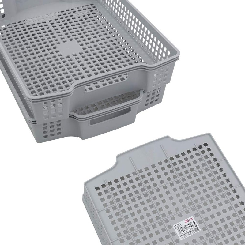 Readsky Grey Flat Plastic Storage Baskets Stackable, 38.5cm x 28cm