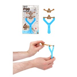 Henbrandt 1 x Children’s Funny Poo Slingshot Toy with 2 Flying Poop Bullets Sticky Squishy Mochi Poop Emoji Toy Rubber Novelty Party Bag Favours Loot Bag Fillers Stocking Fillers for Boys and Girls