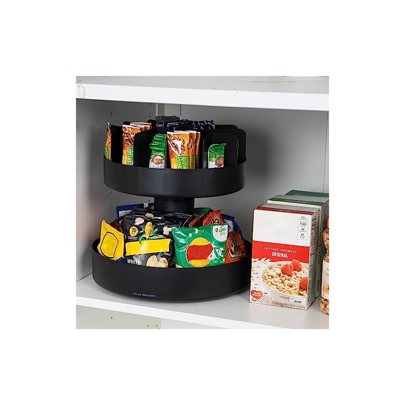 Mind Reader 2-Tier Snack Carousel, Countertop Organizer, Snack Tray, Breakroom,
