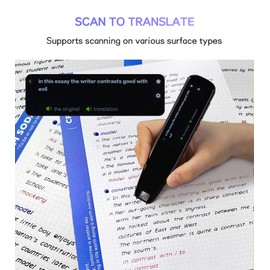 PalFish Scan Translator Pen, High-Accuracy Text-to-Speech Device Supporting 112 Languages, Language Learning & Translation Device