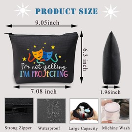 BDPWSS Theatre Makeup Bag Drama Theater Lover Gift Comedy Tragedy Masks Cosmetic Bag I'm Not Yelling I'm Projecting Drama Acting Travel Pouch (Yelling projecting BLCA)