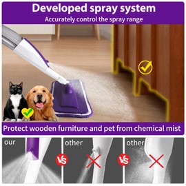 Mops for Floor Cleaning Wet Spray Mop with 14 oz Refillable Bottle and 3 Washable Microfiber Pads Home or Commercial Use Dry Wet Flat Mop for Hardwood Laminate Wood Ceramic