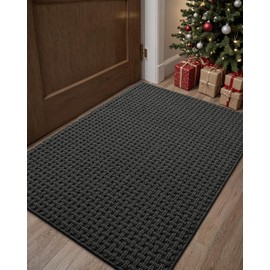 DEXI Front Door Mat Inside Entrance,Doormat Entryway,Large Non Slip Absorbent Low Profile Welcome for Inside House, Garage, Patio, 48"x72", Grey