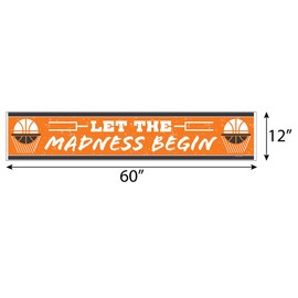 Big Dot of Happiness Cartel de baloncesto – Let The Madness Begin – Decoración de fiesta de baloncesto universitario