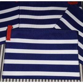 AIR FRANCE NEW NWT AIR FRANCE COSMETIC BAG POUCH BLUE WHITE STRIPE RED ZIPPER - 3 AVAIL