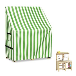 Kids Outdoor Mud Kitchen Cover, Heavy Duty Waterproof & Anti-UV Dustproof Outdoor Wooden Play Kitchen Covers, 31.5" W x 15.7" D x 35.4" H, Cover Only(Green)