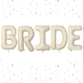 Letter Balloons Beige,40 Inch Large BRIDE Letter Balloons,5Pcs Alphabet Foil Balloons,Big Aluminum BRIDE Word Balloons Helium for Engagement,Bachelorette,Anniversary,Wedding Party Supplies Decorations