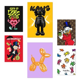 Nacnic Set of 6 Iconic Characters Humor Draws Posters with design illustration to decorate the walls of home. Rooms, office, shop, business. A3 and A4 size. Frameless.