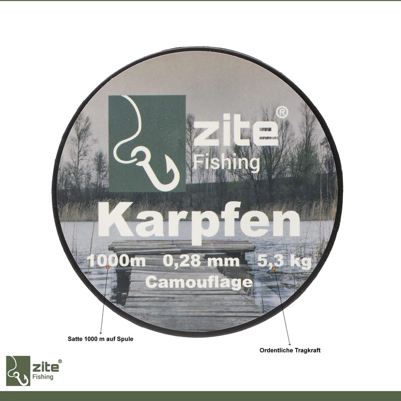 Zite Fishing Monofilament Fishing Line in Camouflage - Carp Line