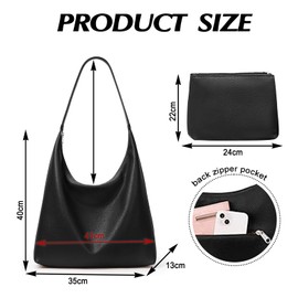 HAIWILL Handbag Women's Tote Bag Large Shopper Bag Women's Zip Shoulder Bag Leather Hobo Bag Shoulder Bag 2-Piece Set for Work, School, Shopping, brown