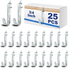 Tandefio 25 Pack Cable Support J Hook with Beam Clamp, Heavy Duty Metal Wire Cable Support J Hook Hangers for Wire Management(1-5/16 Inch)