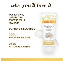 Crema de Limpieza Facial Burt's Bees Profunda con Manzanilla y Sin Parabenos, 170 g