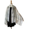 [きゃら] タイシルク ストール 幅広 大判 無地 絹100% シルバーグレー