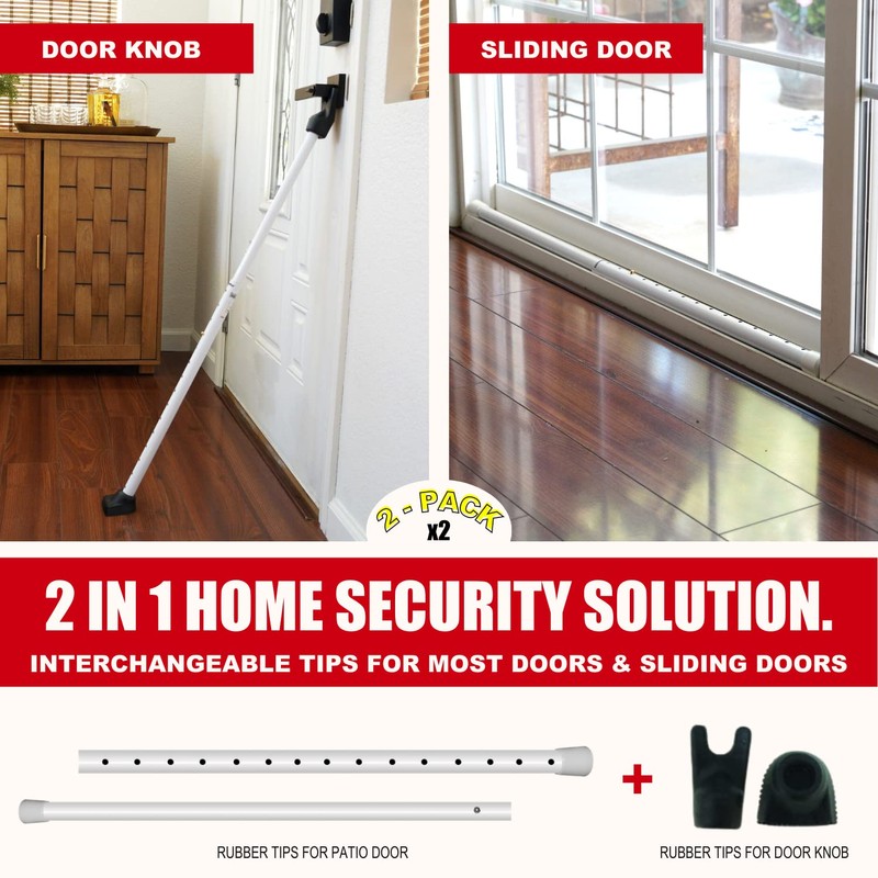 SECURITYMAN 2-in-1 Door Security Bar & Sliding Patio Door Security