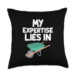 My Expertise Lies in Wheelbarrow Construction Single Wheel Throw Pillow