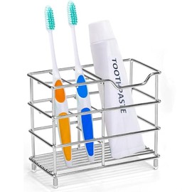 Stainless Steel Toothbrush Holder, Punch Free Toothpaste Storage Rack, Toothbrush Storage Rack, Bathroom Supplies - Color: Silver, Specification: one-size