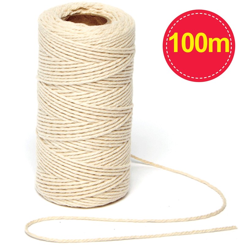 Baker Ross AG212 Natural Textured Cotton String for Jewellery Making