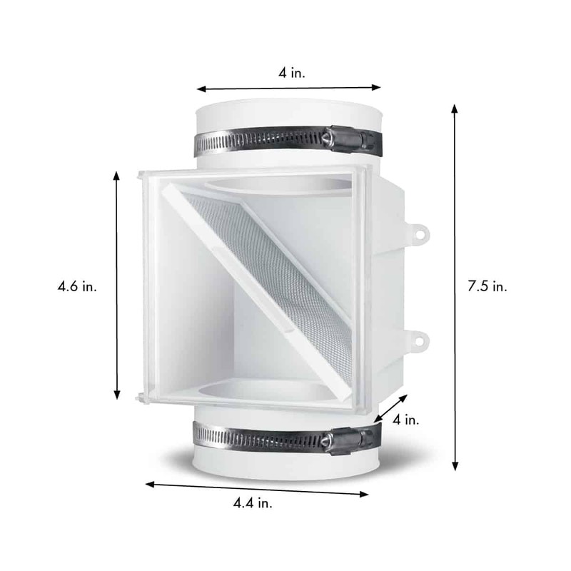 Dryer Duct Lint Trap, Extra Heat Dryer Saver,Accommodates 4" Transition