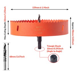 ZURPEMH 6-1/4 inch Hole Saw for Wood,Soft Metal,Drywall,Plasterboard and Plywood, Bi-Metal Hole Cutter with Pilot Drill Bit for Recessed Lights, Fiberglass, PVC Board and Vent Pipe