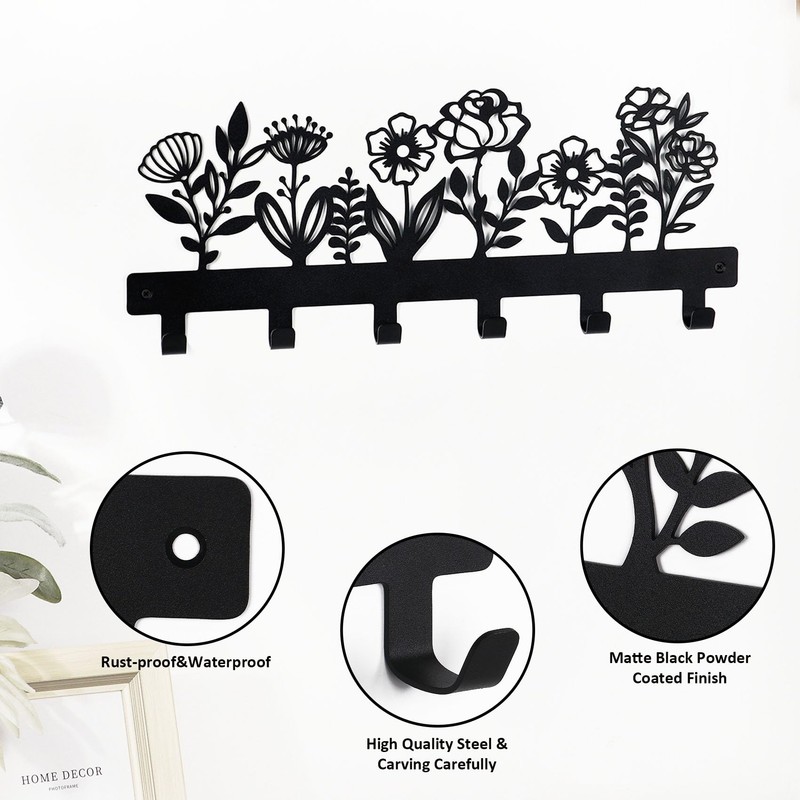2 PCS Wall Mounted Metal Towel Rack with 6 Hooks