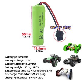sea jump 2PCS 3.7V 500mah Lithium Battery for DE35 DE38 DE40 DE50 TB202 TB201 TM201 TM202 TC141 DE84 S767 SL-356A 1220A RC Car Spare Battery