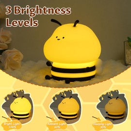 YuanDian YuanDian Biene Nachtlicht mit 9 Lichteffekten, S?es Bee Lampe fr Kinder, Dimmbar und Wiederaufladbare Silikon Kinderzimmer Bienen Nachtlicht, Geschenk fr Kinder und Babys