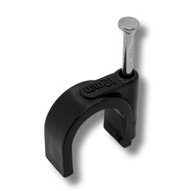 Lumonic 100 x Nail Clamps 12 mm for Cable Black - Cable Clamp with 25 mm Nail e.g. for Attaching to the Wall - Cable Clamps Various Sizes 4-1
