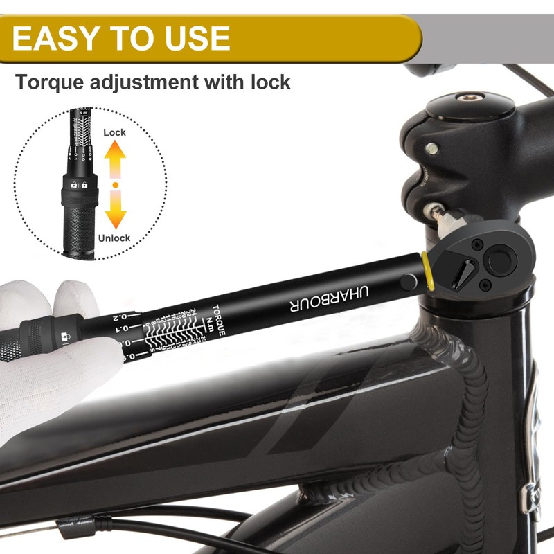 Uharbour Torque Wrench 1/4, 3-25 Nm Bike Torque Wrench, 0.1
