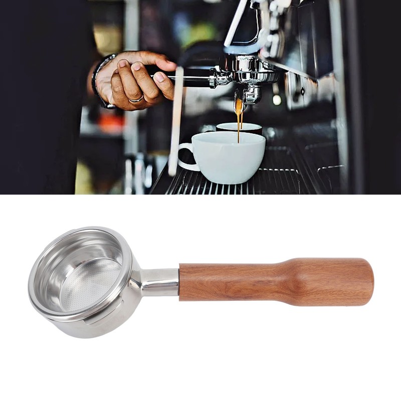 58mm Portafilter Bottomless 2 Ears Detachable Solid Wood and Stainless