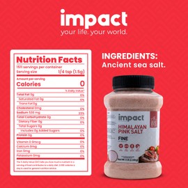 Impact - Fine Himalayan Pink Sea Salt - No Additives Rich in Trace Minerals Non-GMO Gluten-Free Ideal for Low-Carb Fasting Cooking - 5lb Jar