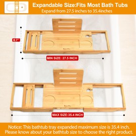 Banlilu Bathtub Tray - Bath Tray Expandable - Bath Tub Tray Table for Bathtub, Ajustable Size, Fits Most Tubs