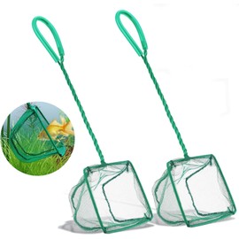 YFFSFDC 2 Pcs Fish Net for Breeding Medallion Fish Net Aquarium Net Aquarium Net Aquarium Supplies, Cleaning Tools, Fishing Fish, Remove Aquarium Residue, Total Length 11.8 inches (30 cm) (Green)