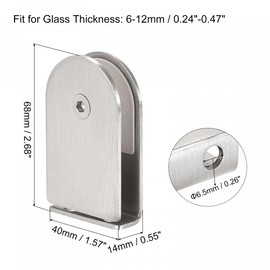 uxcell Stainless Steel Glass Clamp, 4pcs for 6-12mm Thickness 68x40mm 0 Degree Shower Glass Clamp Bracket for Bathroom Balustrade Staircase Handrail