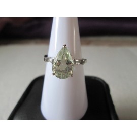 Unbranded Prasiolite and White Topaz Platinum over Sterling Silver Ring (Size 9) 3.00 ctw