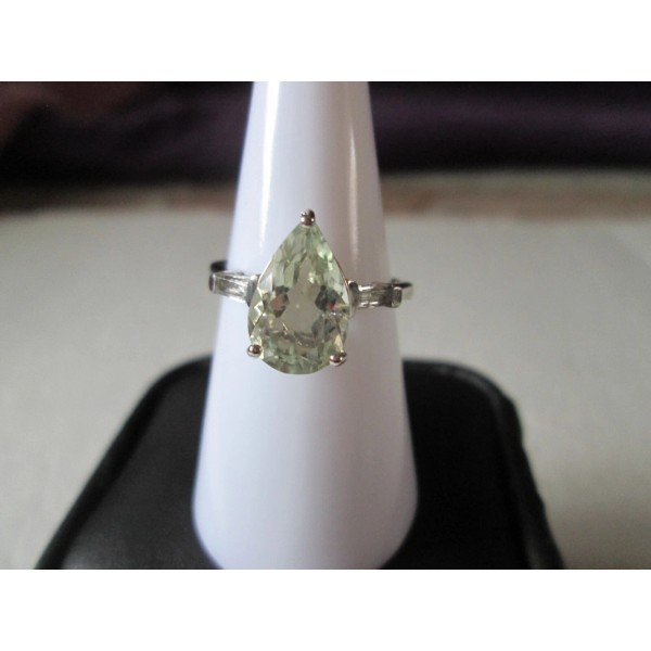 Unbranded Prasiolite and White Topaz Platinum over Sterling Silver Ring