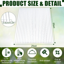 Tatuo 6 Pack Polycarbonate Greenhouse Panels Polycarbonate Sheets Twin-Wall Roof Panels Waterproof UV Protected Clear Corrugated Plastic Roofing for Greenhouse Replacement (2' X 6' X 0.24'')