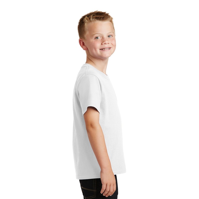Port & Company - Youth Core Cotton Tee. PC54Y White