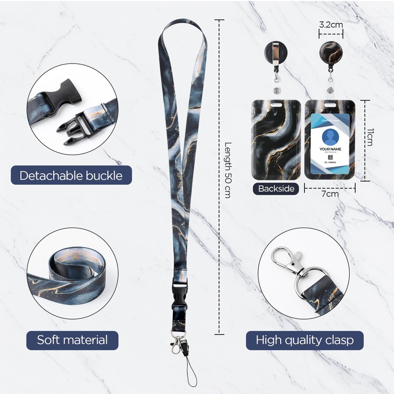 AiQInu ID Card Holder with Strap, Card Holder with Lanyard,