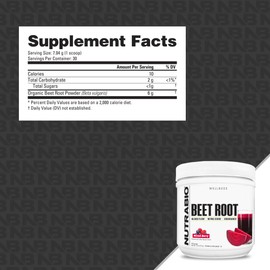NutraBio Organic Beet Root Powder Superfood with Nitrates and Antioxidants - Supports Performance, Circulation, Blood Flow, and Overall Health - Non-GMO, Vegetarian, 30 Servings