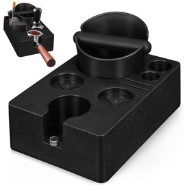 Y-Step Espresso Tamping Station with Espresso Knock Box, Coffee Knock Box Espresso Accessories Organizer Box for 51mm-54mm Espresso Tamper, Distributor, Portafilter & Puck Screen for Home Office Cafe