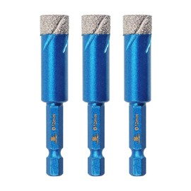 Diamond Drill Bit 12mm,BRSCHNITT 3pcs/Pack 1/2 Inch Diamond Hole Saw Drill Bit for Porcelain Tile Ceramic Stone Granite Marble,Hex Shank Dry Drilling Diamond Core Drill Bit Set