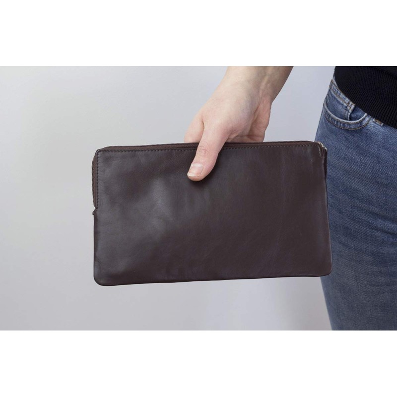 Bank Bag Wallet LEAS in Real Leather Brown - Special