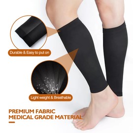 Bounfend® Calf Compression Sleeves Socks for Men & Women (20-30mmHg) Leg Plus Size, Medical Grade for Varicose Veins, Swelling, Shin Splint, Edema, Nurses & Maternity, Running, Black 5XL