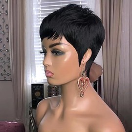 QITAQOTA Pixie Cut Wig Short Black Pixie Cut Wigs for Black Women Short Wigs Natural Black Wigs for Women Hair Replacement Wigs Cosplay Wig