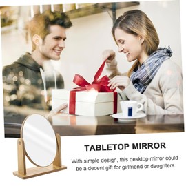 PACKOVE Women Wood Tabletop Vanity Mirror Swivel Design for Makeup Skincare and Grooming Elegant Shaped Mirror for Bedroom and Home All Occasions