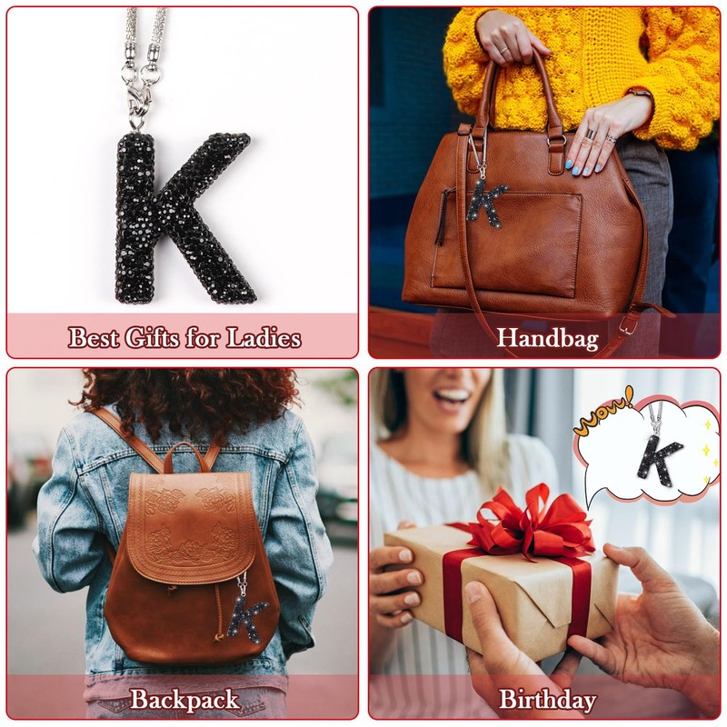 ToBeQueen Black Rear View Mirror Hanging Accessories, Crystal Diamond Rhinestone