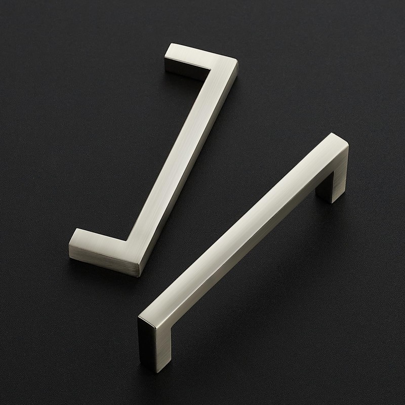 Ravinte 10 Pack Solid Kitchen Cabinet Handles Brushed Nickel Slim