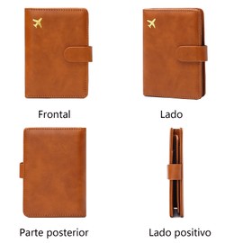 Lumbor37 Porta para Pasaporte, Ranuras para Tarjetas, Bonita Funda para Pasaporte para Mujeres/Hombres, Portafolios de Viaje Impermeable con Bloqueo RFID, Marrón