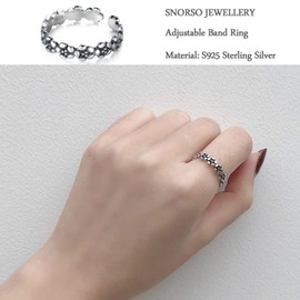 SNORSO Blossom Flowers Adjustable Rings for Women Interwined Flowers Boho Open Band Ring